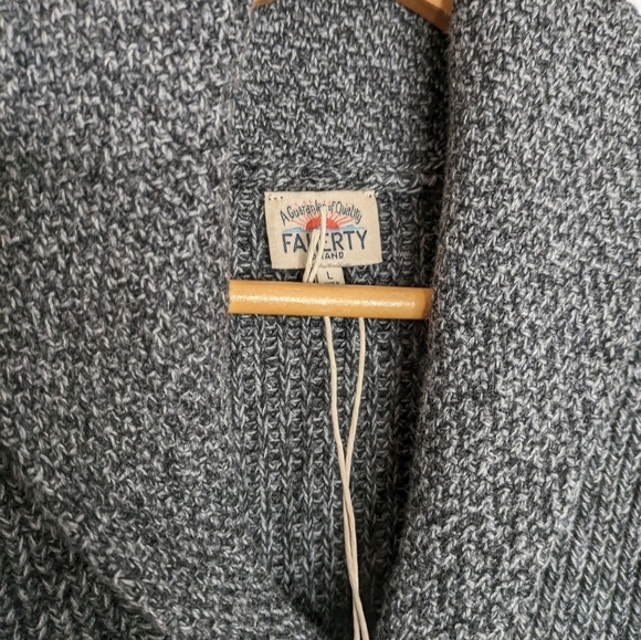 FAHERTY Deep Charcoal Marled Cotton Cashmere Blend Shawl Cardigan NEW Size L - Picture 3 of 8